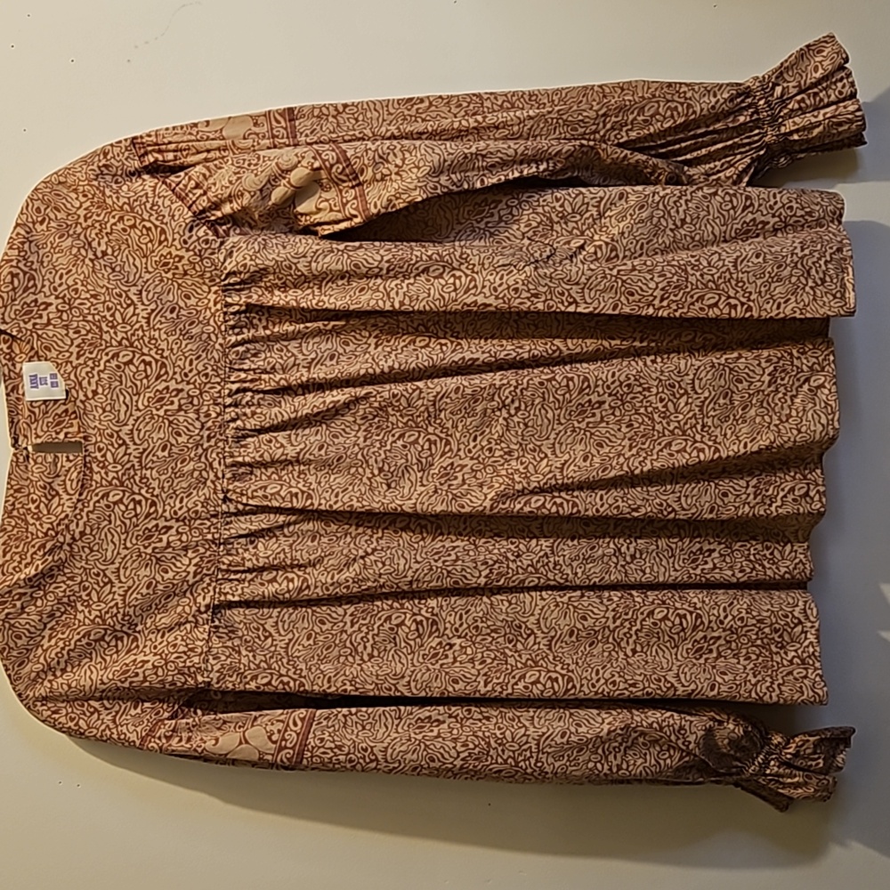 Anna Sui Boho Cottage Core Medium Long Sleeve Pull Over Top #W-551